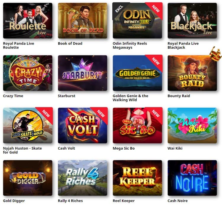 Royal Panda Casino Spiele