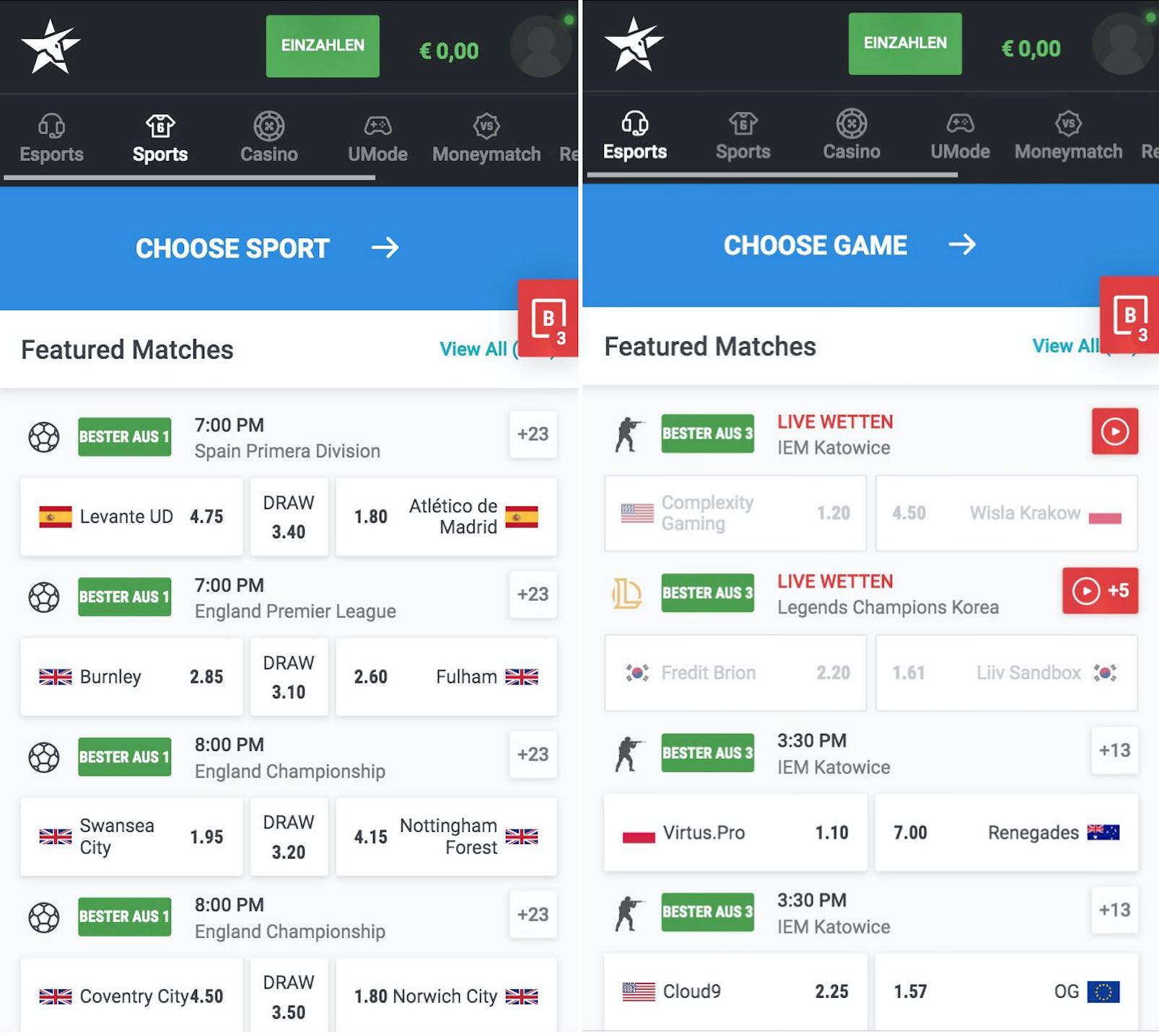 Unikrn Sportwetten App