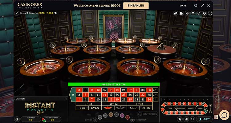 Roulette im Live Casino von CasinoRex