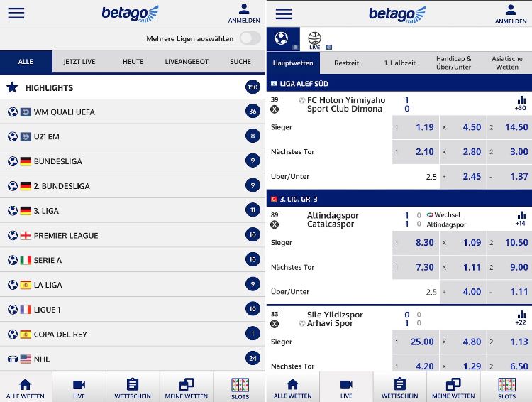Betago Sportwetten App
