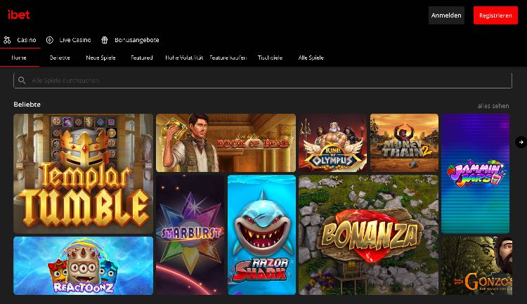 iBet Casino Webseite