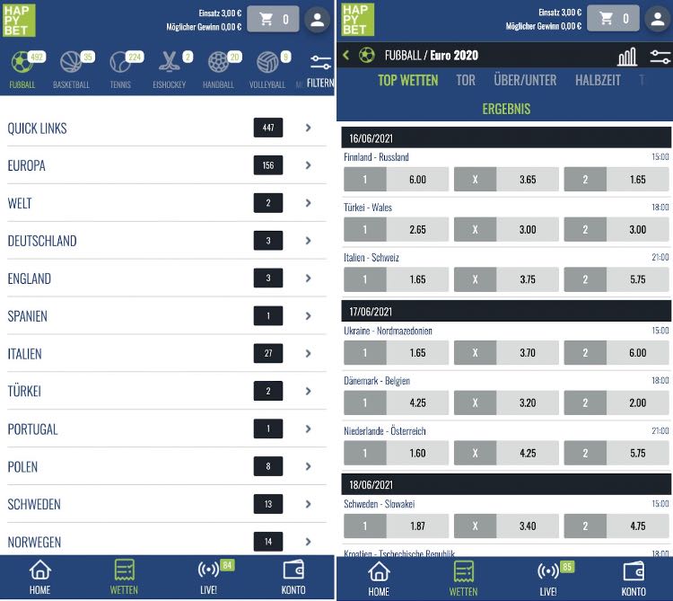 HappyBet Sportwetten App