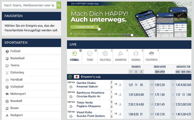 HappyBet Wettangebot
