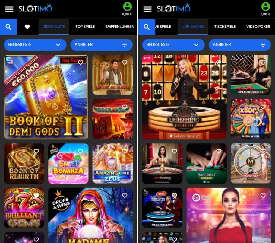 Slotimo Casino Web-App